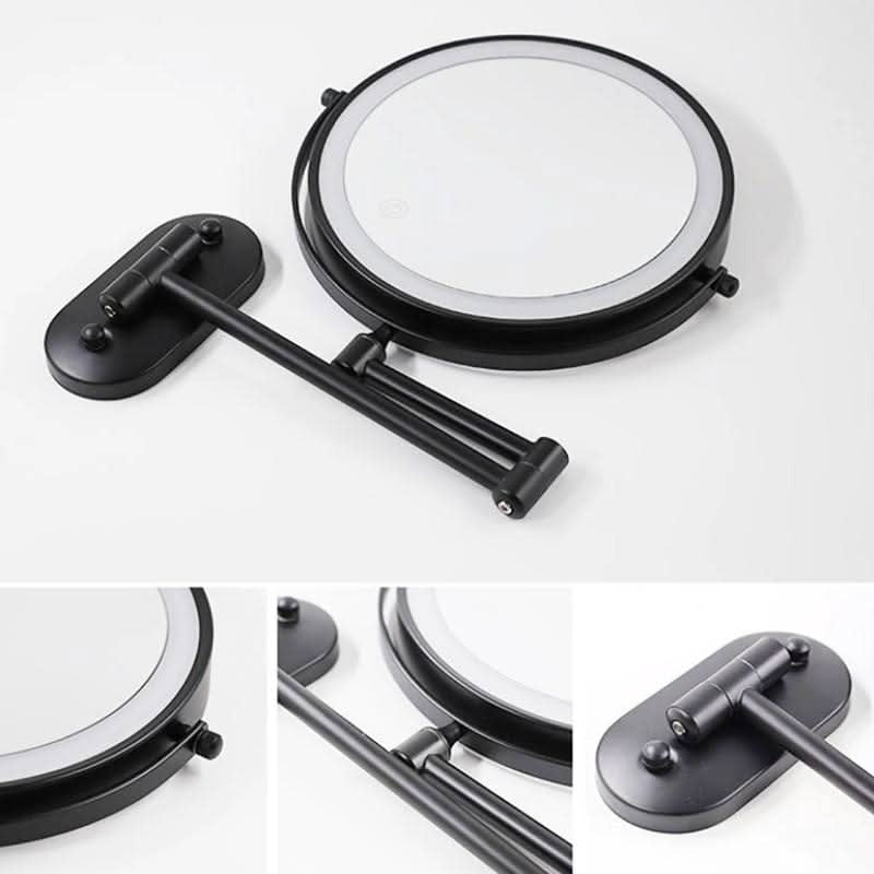Tuzwa Lighted Makeup Mirror – 8-Inch Wall Mounted LED Magnifying Mirror, 1X/3X Double-Sided, 3 Light Colors, USB-C Rechargeable