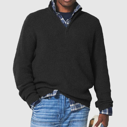 Business Casual Pullover with Zipper, Business Casual Sweater with Slim Zip Detail