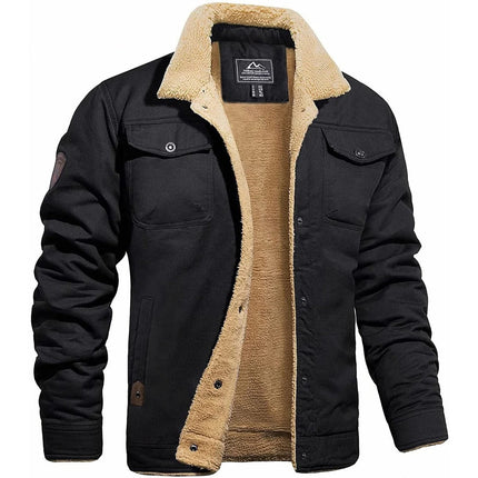 Bomber Jacket for Men, Vintage Mens Winter Jacket with Pockets, Warm Mens Winter Coat, Casual Jacket for Men