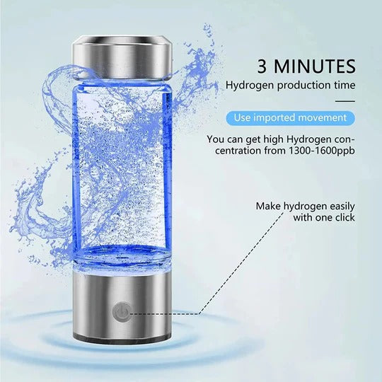 Tuzwa Hydrogen Water Bottle – 10.1 oz Portable Hydrogen Water Generator with Electrolysis Function, USB Rechargeable Power & 2.5-Hour Charging