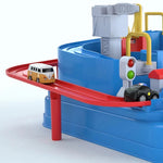 Tuzwa Mechanical Car Track Toy – Interactive Vehicle Adventure Game with Manual Levers, Buttons & Multi-Zone Tabletop Track