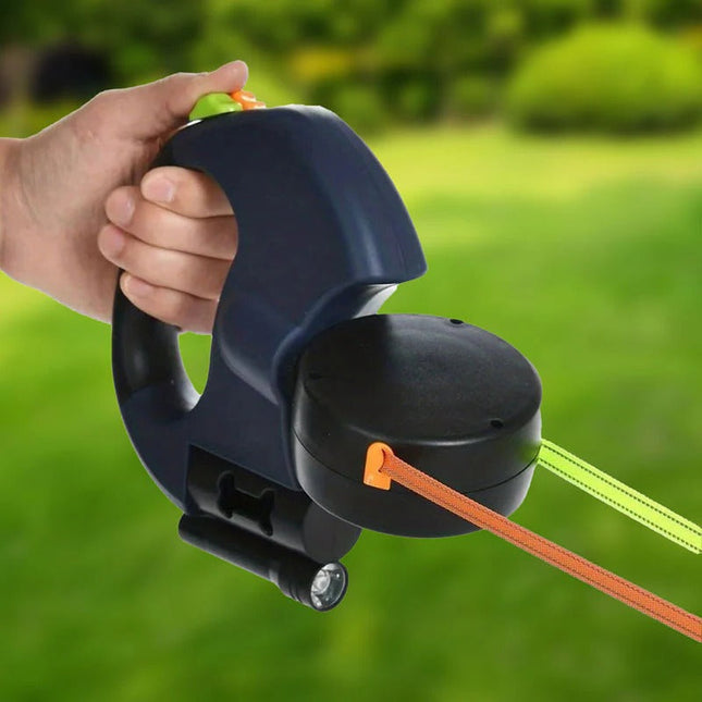 Dual Dog Leash with Flashlight, Retractable Two Dog Leash with Waste Bag Holder, Tangle Free Leash for Night Walks