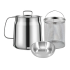 Stainless Steel Pot for Deep Frying, Stainless Steel Deep Fryer with Oil Strainer, Cooking Pot for Fish and Chicken