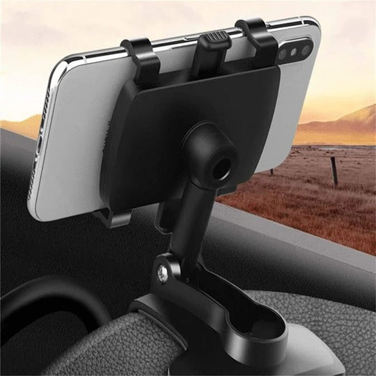 Tuzwa Car Phone Holder Mount – 360° Rotating Phone Mount with 180° Angle Adjustment for Dashboard, Rearview Mirror & Sun Visor