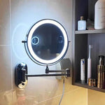 Tuzwa Lighted Makeup Mirror – 8-Inch Wall Mounted LED Magnifying Mirror, 1X/3X Double-Sided, 3 Light Colors, USB-C Rechargeable