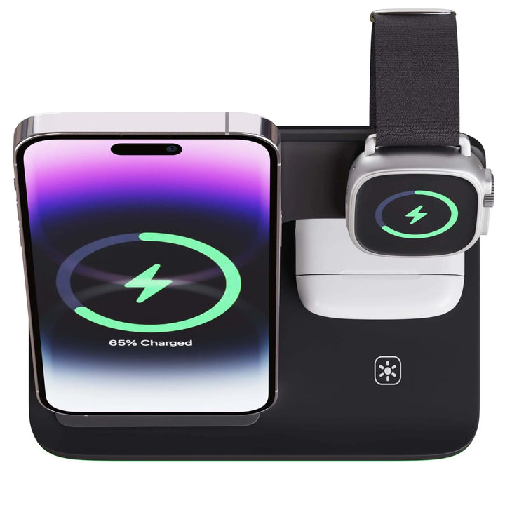 Tuzwa 3-in-1 Wireless Charging Station – Multi-Device Charger Dock for iPhone, Watch & AirPods with Simultaneous Charging & Overcharge Protection