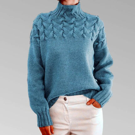 Women's Knitted Turtleneck Sweater, Long Chunky Knit Pullover Jumper, Soft Warm Oversized Winter Top