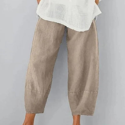 Women's Linen Leisure Pants, Lightweight Breathable Casual Summer Trousers, Sizes S to 5XL in Four Colours