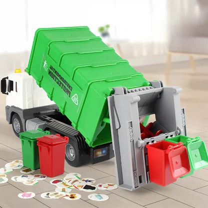 Tuzwa Garbage Truck Toy for Kids – Interactive Trash Truck with Lights, Sounds, Movable Loader & Trash Bin, Ages 3+