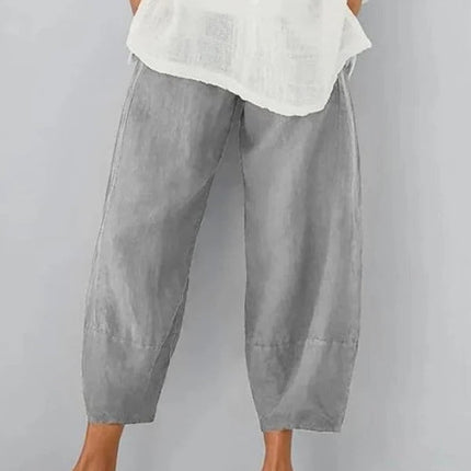 Women's Linen Leisure Pants, Lightweight Breathable Casual Summer Trousers, Sizes S to 5XL in Four Colours