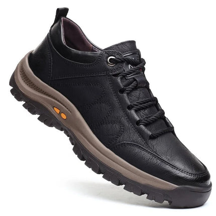 Mens Casual Shoes, Orthopedic Leather Shoes with Arch Support, Waterproof Mens Walking Shoes for Outdoor and Work