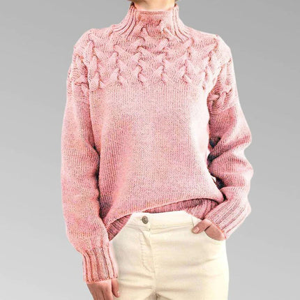 Women's Knitted Turtleneck Sweater, Long Chunky Knit Pullover Jumper, Soft Warm Oversized Winter Top