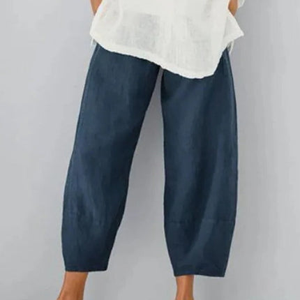 Women's Linen Leisure Pants, Lightweight Breathable Casual Summer Trousers, Sizes S to 5XL in Four Colours