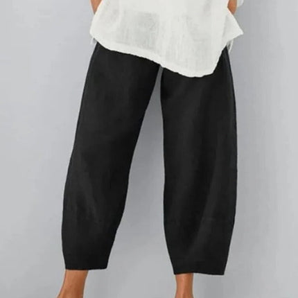 Women's Linen Leisure Pants, Lightweight Breathable Casual Summer Trousers, Sizes S to 5XL in Four Colours