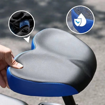 Wide Bike Seat, Extra Wide Padded Bicycle Saddle with Shock Absorption for Mountain, Road, Electric and Spin Bikes
