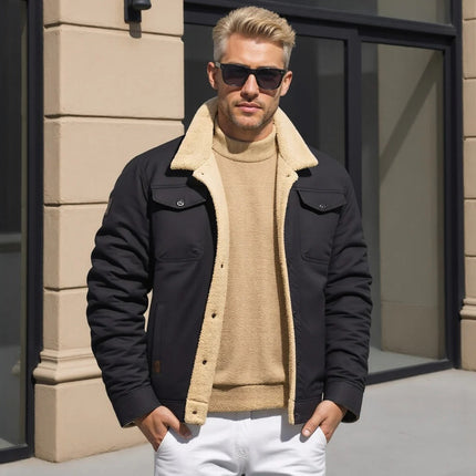 Bomber Jacket for Men, Vintage Mens Winter Jacket with Pockets – image 11