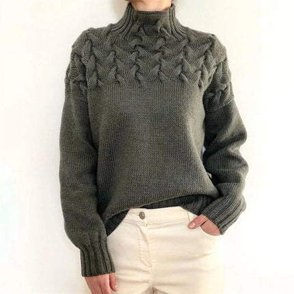 Women's Knitted Turtleneck Sweater, Long Chunky Knit Pullover Jumper, Soft Warm Oversized Winter Top