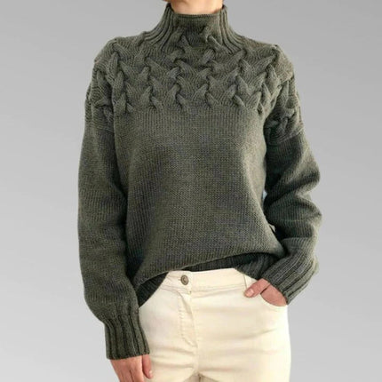 Women's Knitted Turtleneck Sweater, Long Chunky Knit Pullover Jumper, Soft Warm Oversized Winter Top