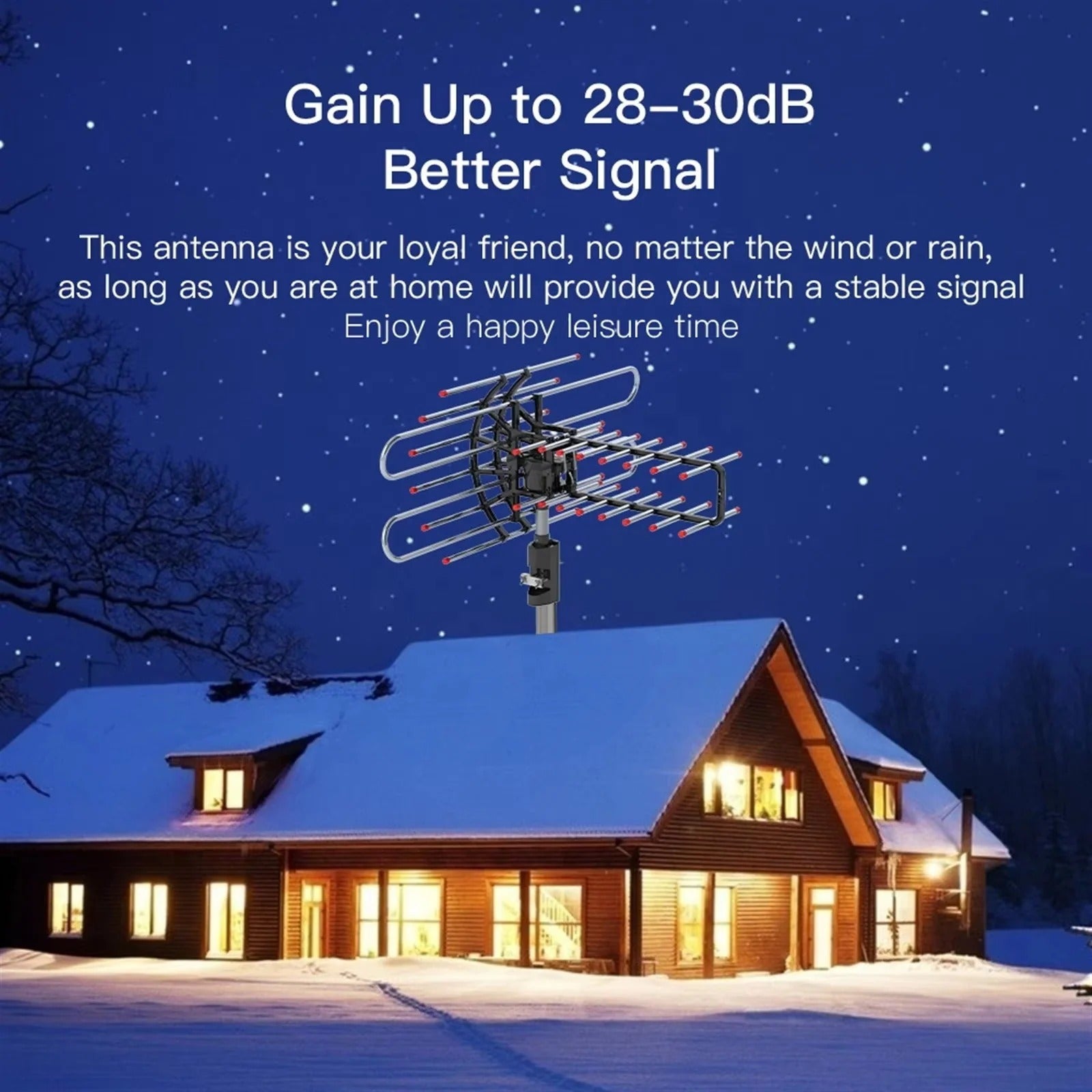 Tuzwa Outdoor TV Antenna – 360° Signal Reception with Dual Frequency, Dual TV Outputs & Weather-Resistant Mounting Design