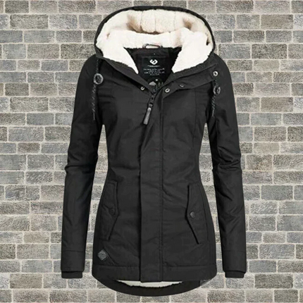 Hooded Coat for Women, Plus Size Coat with Detachable Hood and Pockets, Pleated Womens Coat for Layering