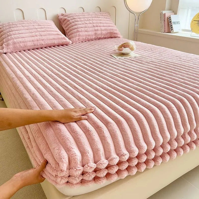 Deep Pocket Fitted Sheet Set, Ultra Soft Ribbed Bed Sheets Set from Twin to California King