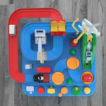 Tuzwa Mechanical Car Track Toy – Interactive Vehicle Adventure Game with Manual Levers, Buttons & Multi-Zone Tabletop Track