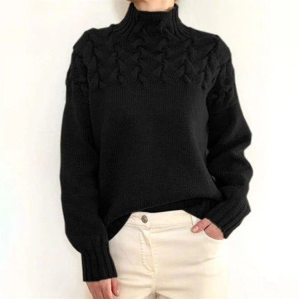 Women's Knitted Turtleneck Sweater, Long Chunky Knit Pullover Jumper, Soft Warm Oversized Winter Top