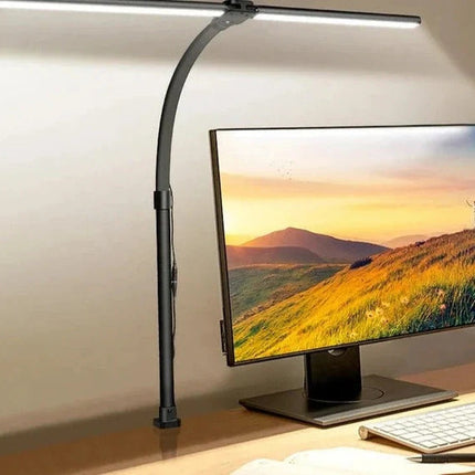 LED Desk Lamp, Dual Head Desk Light with Adjustable Brightness and Color Temperature, Reading Lamp