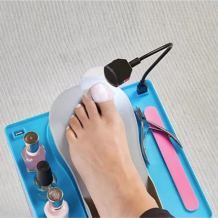 Adjustable Footrest for Pedicure with LED Magnifier, Foldable Foot Rest with Drying Fan and Storage Drawer 3
