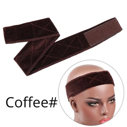 Velvet Wig Grip Headband, Adjustable Non Slip Wig Band for Lace Front Wigs, Scarves and Hats, Skin Beige Black Coffee
