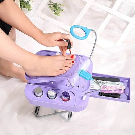 Adjustable Footrest for Pedicure with LED Magnifier, Foldable Foot Rest with Drying Fan and Storage Drawer 2