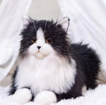 Tuzwa Realistic Plush Cat Toy – Lifelike Black & White Stuffed Cat Companion, Soft Handcrafted Mini Cat Plush, 4.7 Inch
