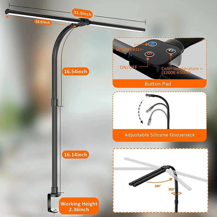 LED Desk Lamp, Dual Head Desk Light with Adjustable Brightness and Color Temperature – image 4