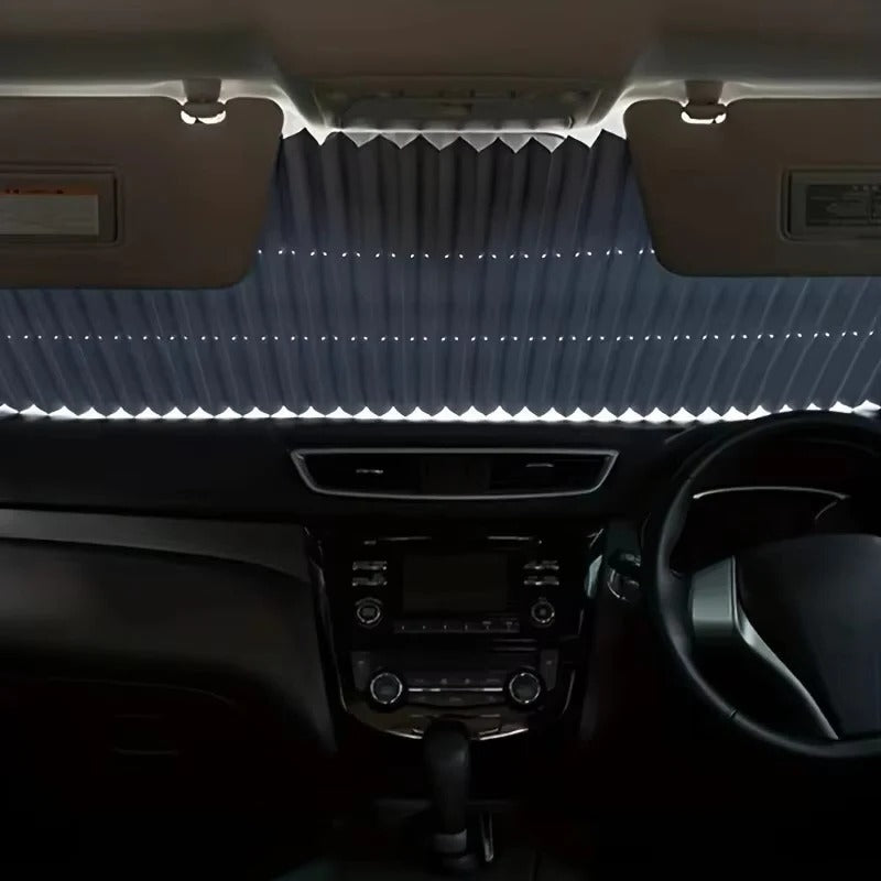 Tuzwa Retractable Windshield Sunshade Set – Adjustable 59–79 in Car Window Shade for Front & Rear Windows, Tool-Free Bracket Mount