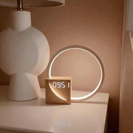 Sunrise Alarm Clock with Phone Charger, Touch Dimmable Bedside Alarm Clock with USB Port, FM Radio and Wood Finish