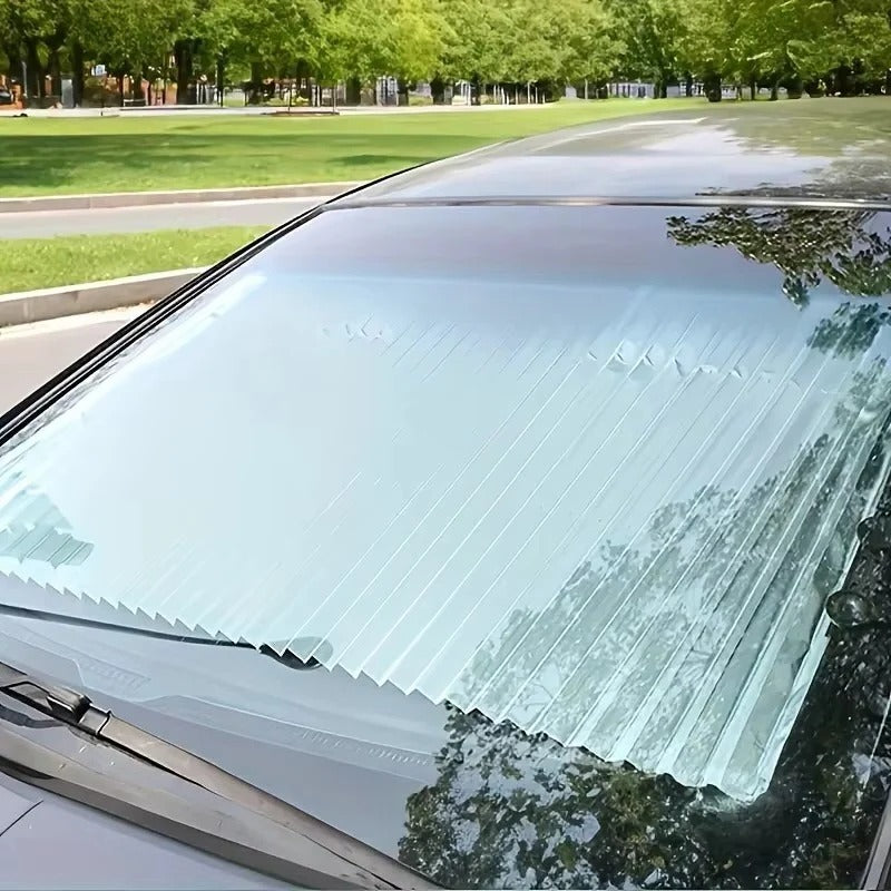 Tuzwa Retractable Windshield Sunshade Set – Adjustable 59–79 in Car Window Shade for Front & Rear Windows, Tool-Free Bracket Mount
