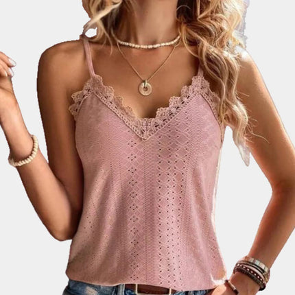 V Neck Tops for Women, Eyelet Embroidery Lace Blouse for Summer – image 9