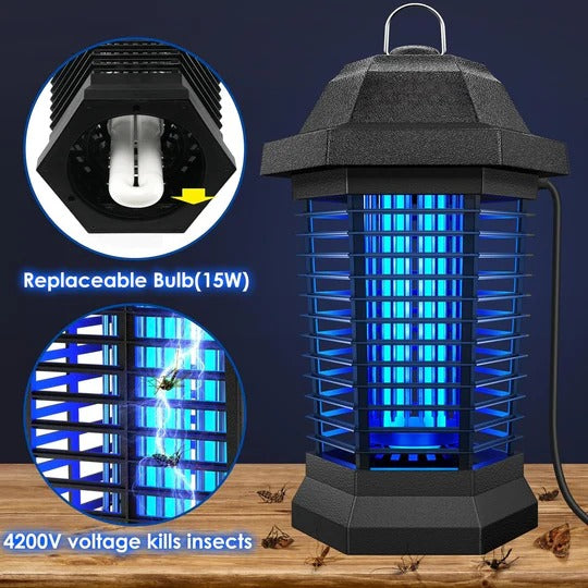Tuzwa Electric Bug Zapper – 13W UV Flying Insect Killer Light with 3500–3800V Grid, Plug-In Power & Up to 550 Sq Ft Coverage