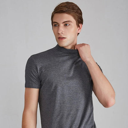 Mens T Shirt Turtleneck, Short Sleeve Mock Turtleneck Shirt – image 6