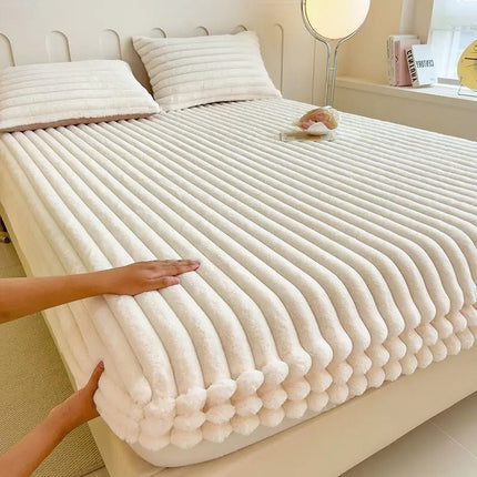 Deep Pocket Fitted Sheet Set, Ultra Soft Ribbed Bed Sheets Set from Twin to California King, Thick Weave, Pillow Covers