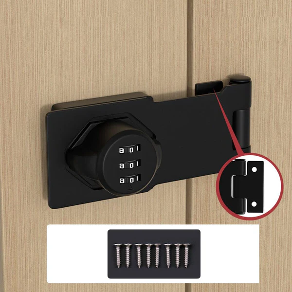 Tuzwa Combination Cam Lock – 3-Digit Resettable Cabinet Lock, 1,000 Codes, Zinc Alloy, Chrome Dials, 2/3-Hole Baseplate, Silver/Black