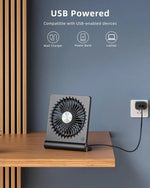 Tuzwa Quiet USB Desk Fan – 3-Speed Personal Table Fan with 220° Adjustable Tilt, 30–35 dB Low-Noise Operation & Compact Design