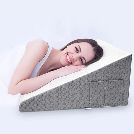 Triangle Memory Foam Pillow for Sleeping, Bed Wedge Pillow for Snoring with Washable Cover – image 4