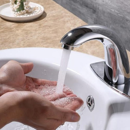 Bathroom Sink Faucet with Sensor, Brass Faucet with Chrome Surface