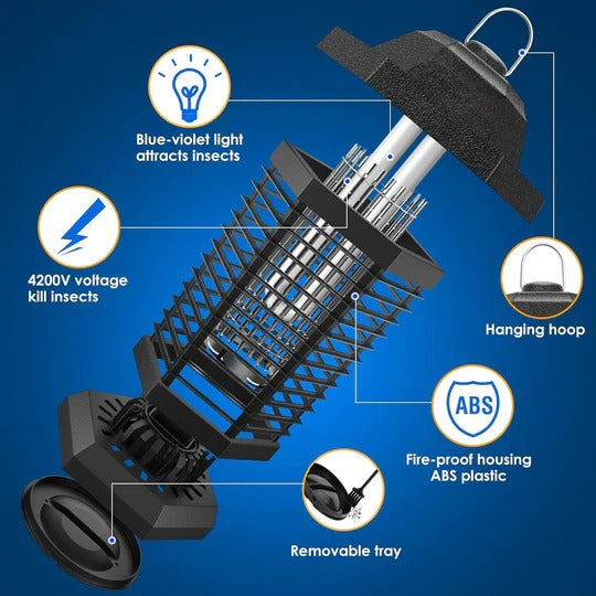 Tuzwa Electric Bug Zapper – 13W UV Flying Insect Killer Light with 3500–3800V Grid, Plug-In Power & Up to 550 Sq Ft Coverage