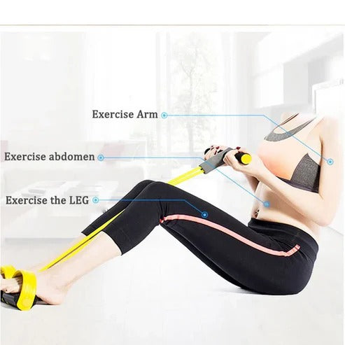 Tuzwa Pedal Resistance Band for Working Out – Multipurpose Exercise Band with Foot Pedals for Sit-Ups, Arms, Legs & Full-Body Home Workouts