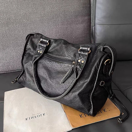 Black Handbag for Classes Vintage PU Leather, Laptop Work Bag for Women – image 5