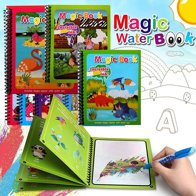 Water Drawing Book for Toddlers, Reusable Water Coloring Book with Magic Water Pen, Mess Free Fine Motor Skills Toy