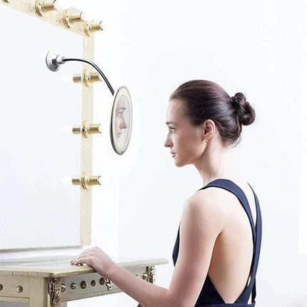 10x Magnifying Mirror with Light and Suction Cup, LED Makeup Mirror with Adjustable Arm