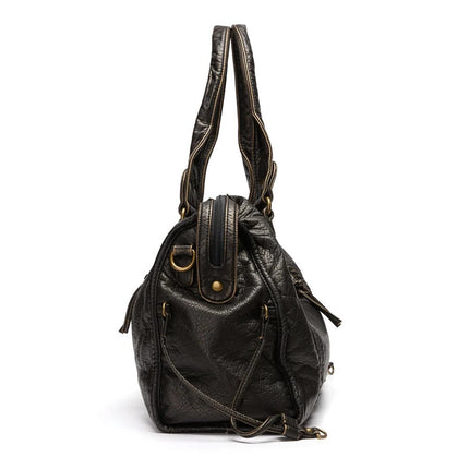 Black Handbag for Classes Vintage PU Leather, Laptop Work Bag for Women – image 7